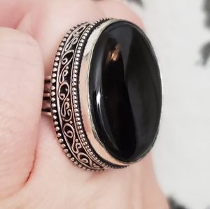 New Black Onyx 925 Silver Ring.